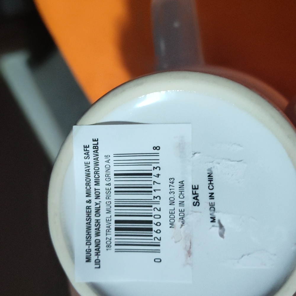 White Ceramic Mug with Black Lid - Picture 7 of 7